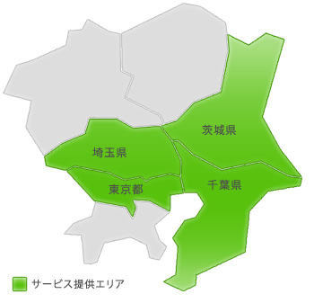 対応エリア地図。エリア拡大中